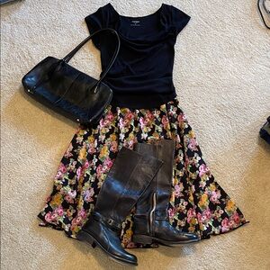 LuLaRoe Black Floral Skirt